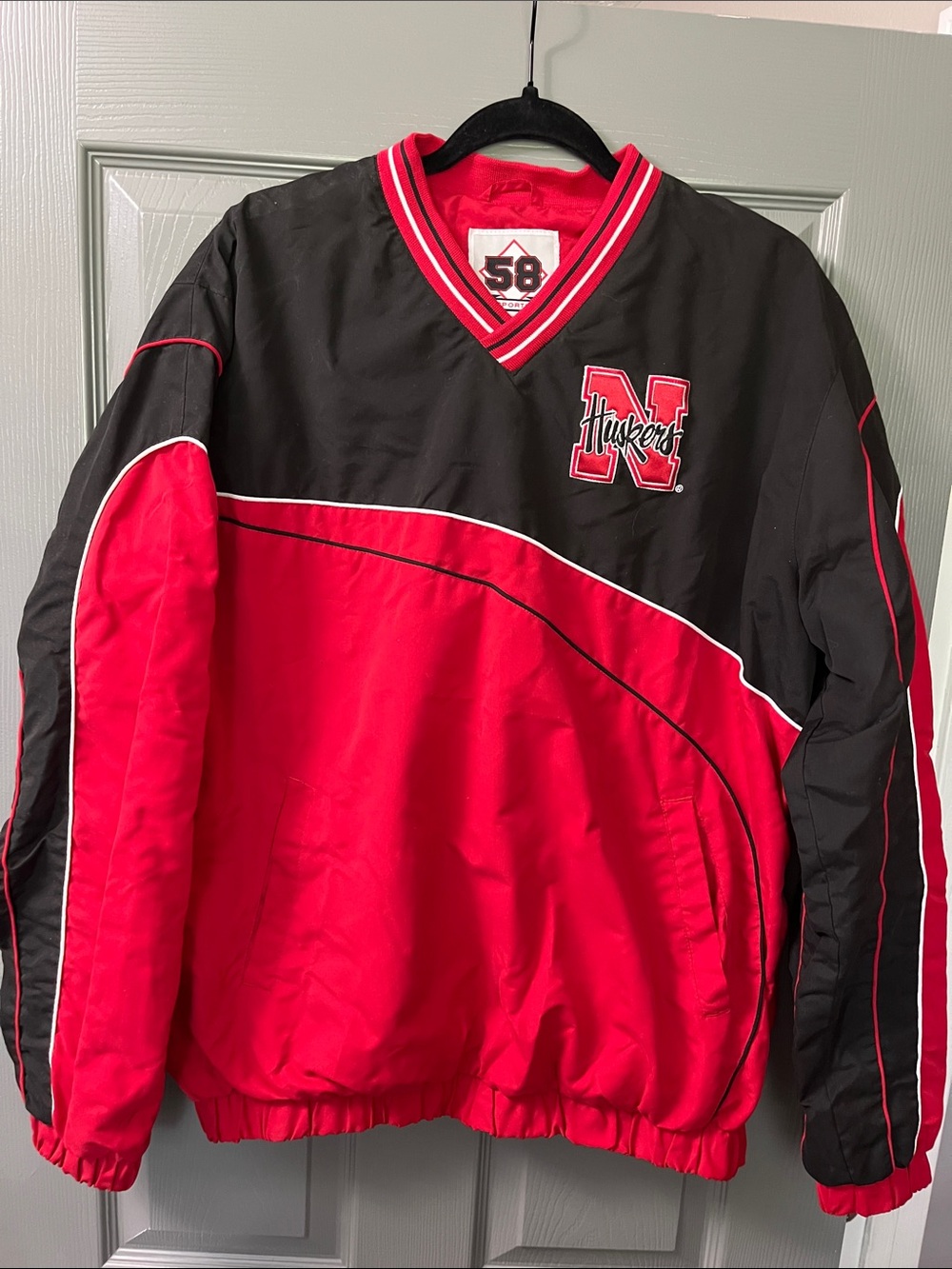 Nebraska Huskers Red & Black Varsity Pullover Windbreaker Jacket